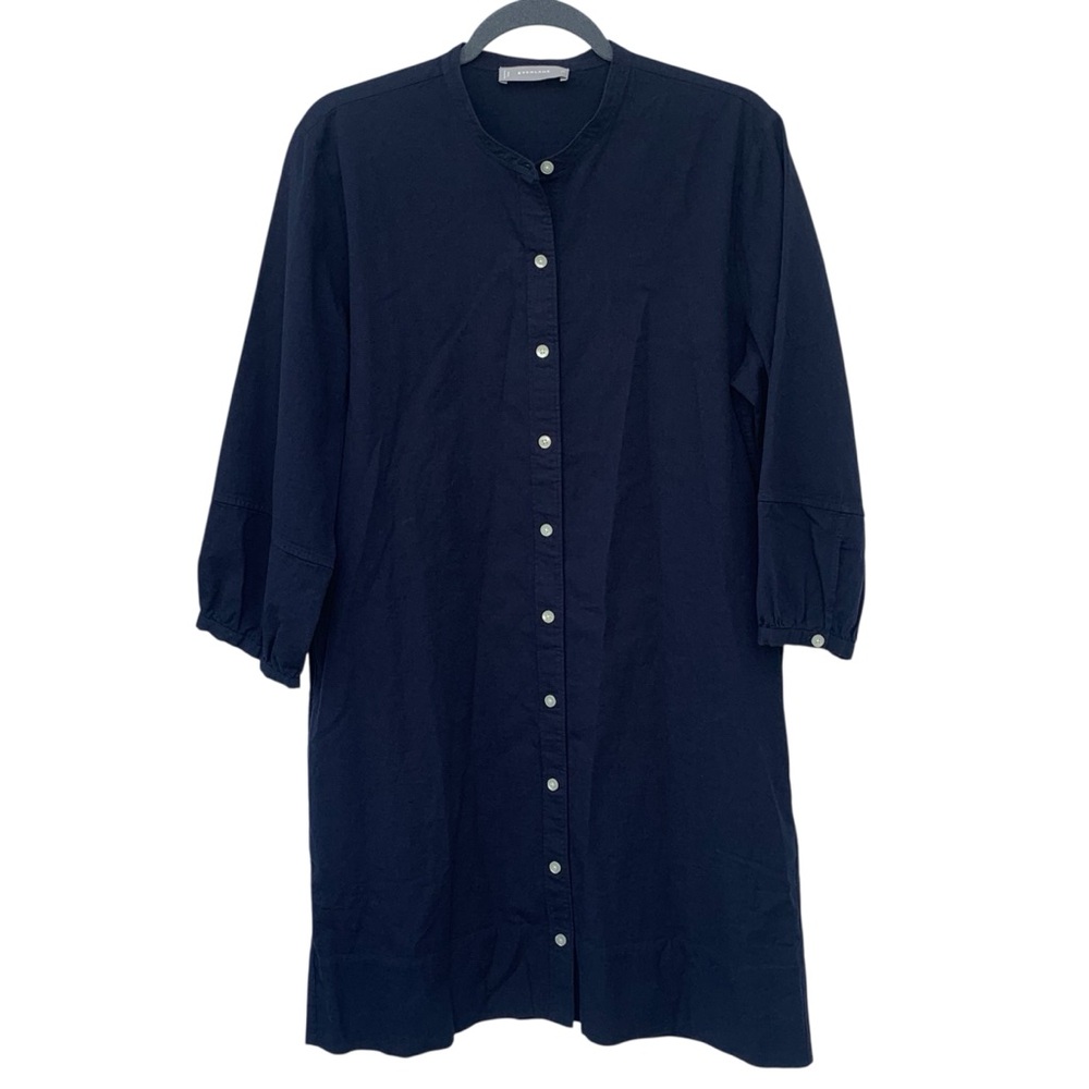 Everlane Navy Long Sleeve Button-Front Shirt Dress